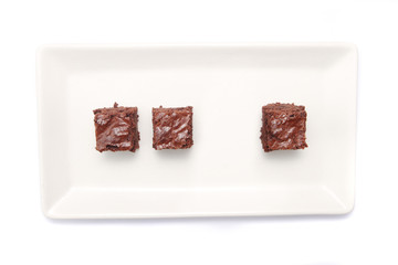 Homemade chocolate brownies served on a plate