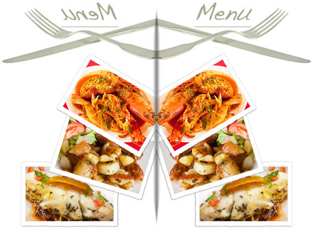 jaquette pour carte de menu de restaurant, recto verso 