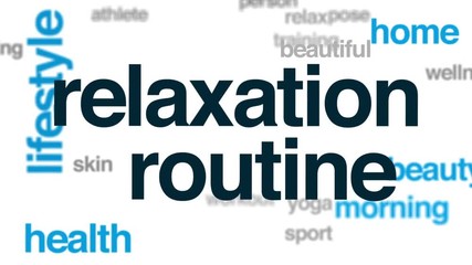Relaxation routine animated word cloud, text design animation.