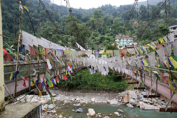 The bridge over the Rangeet river at Legship, West Sikkim, India