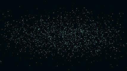 Dark horizontal background with blue dust. Flying magical sand. Vector