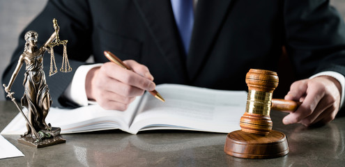 Legal office of lawyers and attorney. Judge Gavel, Scale of Justice