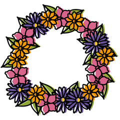 Round frame of flowers icon vector illustration graphic design