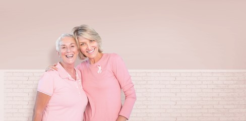 Composite image of portrait of happy daughter with mother