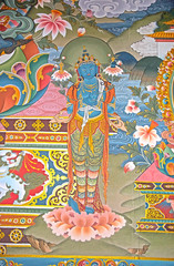 Tibetan Buddhist wall painting, Thimphu, Bhutan