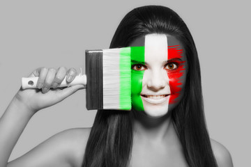 Female supporter in national colors of Italy