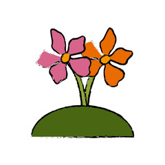 Obraz na płótnie Canvas Beautiful decorative flowers icon vector illustration graphic design