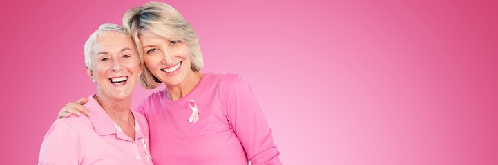 Composite image of portrait of happy daughter with mother