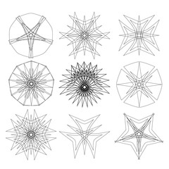 Geometric pattern icon star astrology set pentagram