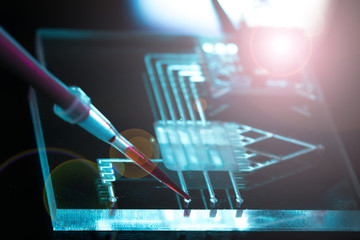 A lab-on-a-chip (LOC) is integration device with several laboratory functions