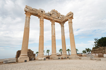 Columns of an ancient Greek temple, ruins