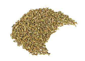 Fennel dry seeds isolated on a white background