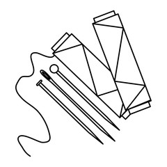 sewing thread tubes with needles and pins vector illustration design