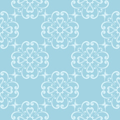 Seamless blue and white pattern with wallpaper ornaments