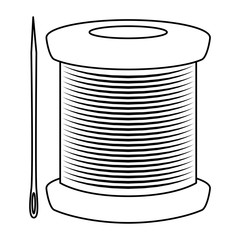 sewing thread tubes with needle vector illustration design