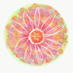 mandala painted with watercolor.
