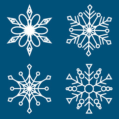 Set of snowflakes, Laser cut pattern for Christmas design elements vector illustration.