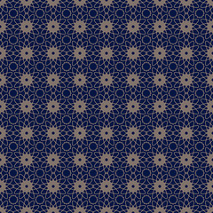Vintage golden blue floral seamless pattern