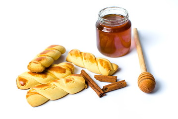Cinnamon pastry with honey isolated