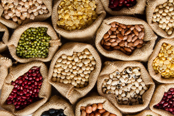 Various of Legumes bean, top view