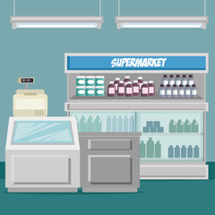 supermaket store counter desk vector illustration graphic design