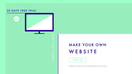 Visiting card with make your own website text and desktop pc / Vector image of visiting card with make your own website text and desktop pc 