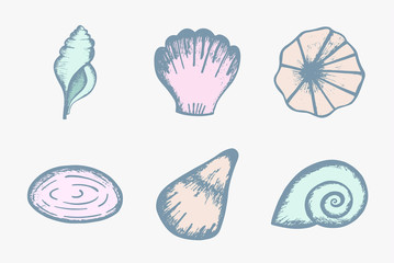 Vector icon set for various shells