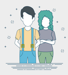 faceless woman and man character avatar people vector illustration graphic design