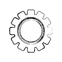 uncolored gear over white vector illustration icon