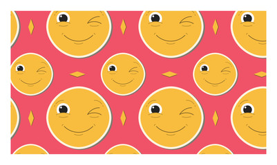 Vector image of winking and smiling emoticon