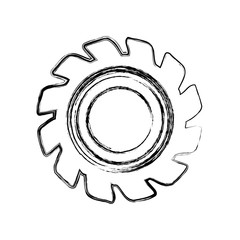 uncolored gear over white vector illustration icon