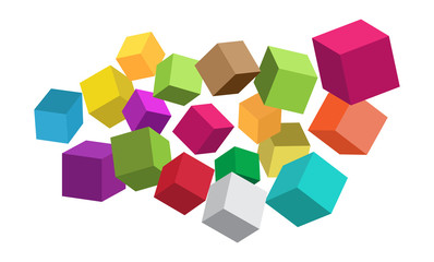 Vector image of multicolored cubes