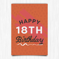 Happy birthday 18th years greeting card / Vector icon of happy birthday 18th years greeting card