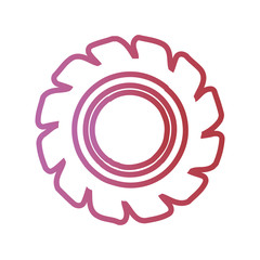 flat line colorful  gear  over white background  vector illustration