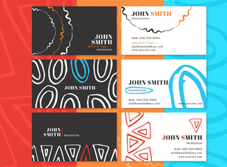 Vector set of business card with john smith text / Vector set of business card with john smith text against colored background