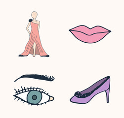 Vector set of fashion icons / 
Vector set of fashion icons against white background