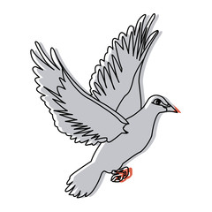 flying dove on white background as symbol of peace vector illustration