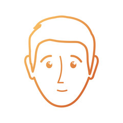 flat line colorful face man over white background  vector illustration