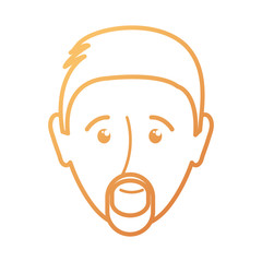 flat line  colorful face man over white background  vector illustration