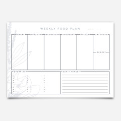 Food planner template / 
Vector of food planner template