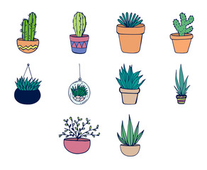Vector icon set of plants icon