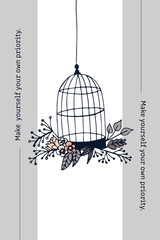 Greeting card with cage and inspirational text