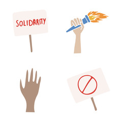 Vector set of solidarity concepts