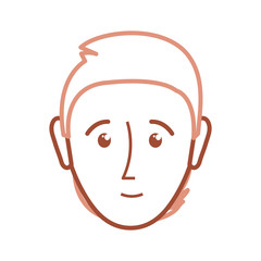 flat  line  colorful face man over white background vector illustration