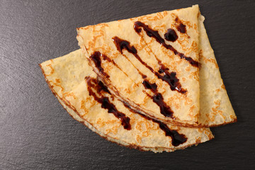crepe with chocolate sauce