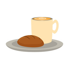 colorful latte wholemeal bread  over white background vector illustration