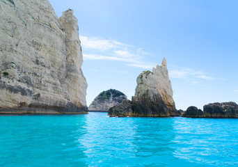 Fototapeta premium sea rocks, beautiful landscape of Zakinthos island, Greece
