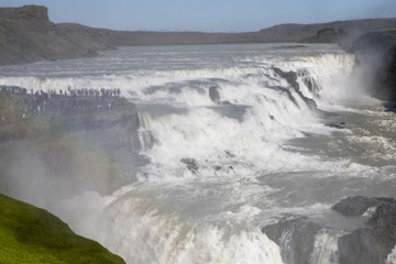 Gullfoss waterfall in Golden Circle popular tourist route in the canyon of the Hvítá river in southwest Iceland