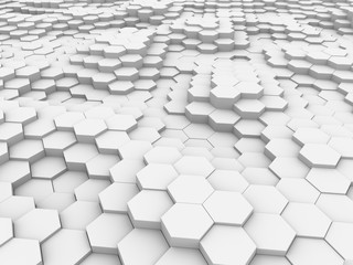 White 3D hexagon waves