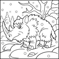 cartoon woolly rhino coloring book
